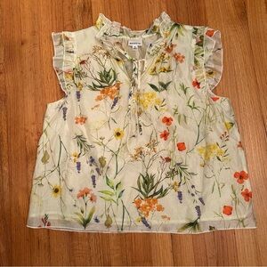 Bailey/44 floral print ruffle-neck sleeveless top. SizeXL (#1)
